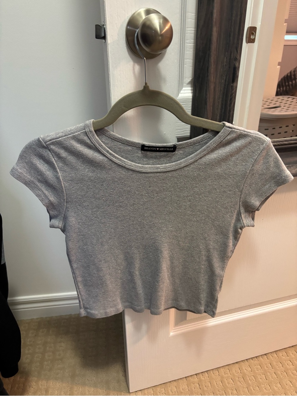 Brandy Melville Light Gray Cropped Tee